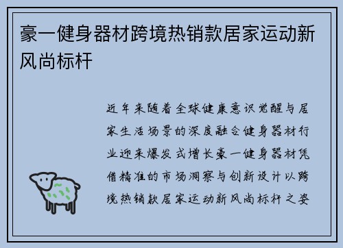 豪一健身器材跨境热销款居家运动新风尚标杆